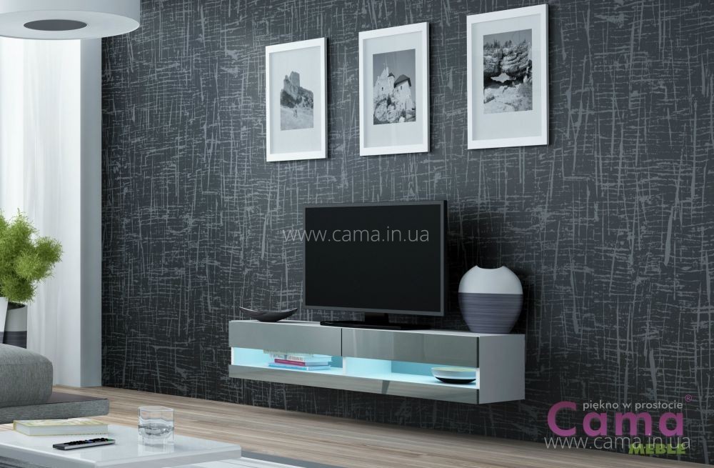 Комод открытый RTV Vigo 140 белый/серый глянец Комод открытый RTV Vigo 140 белый/серый глянец