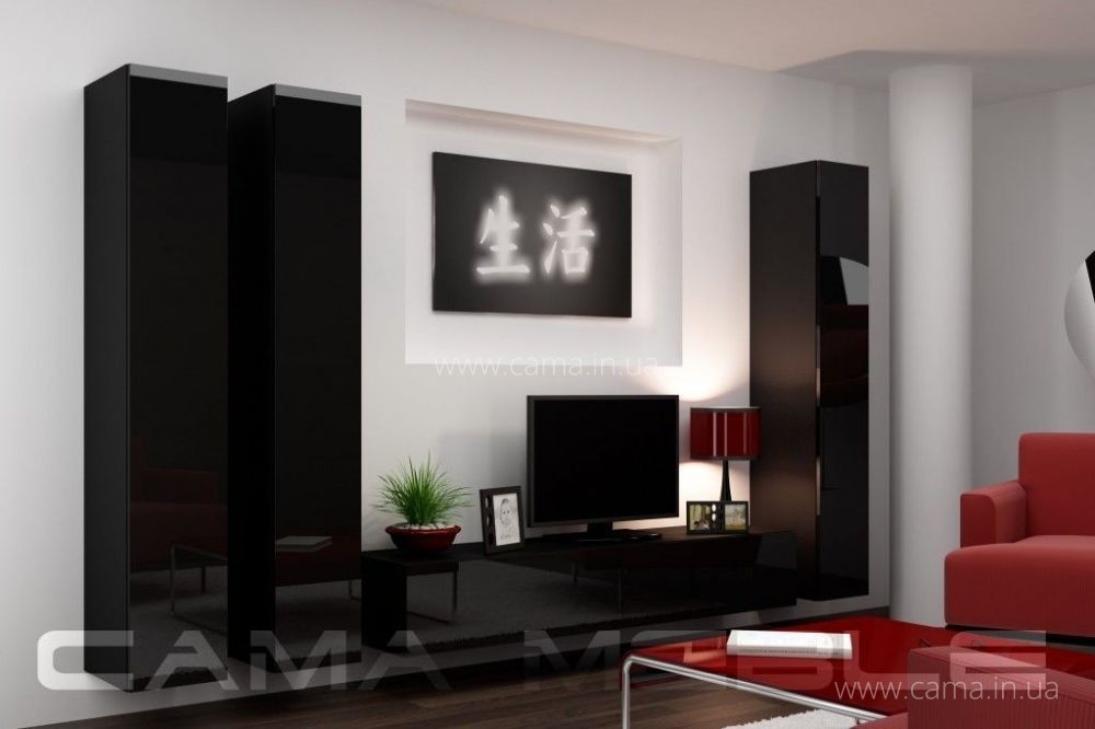 Гостиная Vigo 1 черный/черный глянец Гостиная Vigo 1 черный/черный глянец