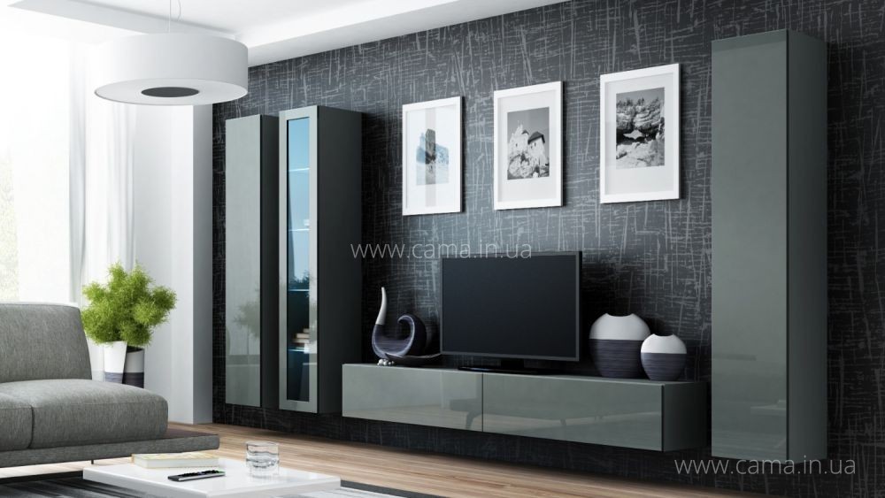 Гостиная Vigo 2 серый/серый глянец Гостиная Vigo 2 серый/серый глянец