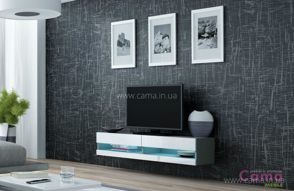 Комод открытый RTV Vigo 140 серый/белый глянец Комод открытый RTV Vigo 140 серый/белый глянец