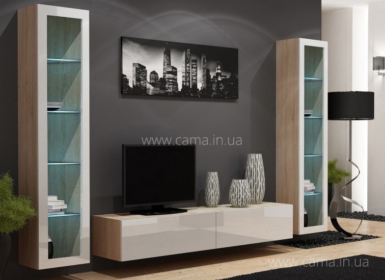 Гостиная Vigo 5 сонома/белый глянец Гостиная Vigo 5 сонома/белый глянец