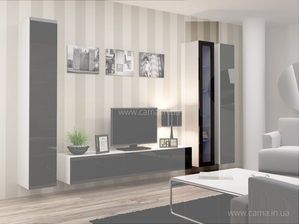 Витрина навесная Vigo 180 белый/черный глянец Витрина навесная Vigo 180 белый/черный глянец