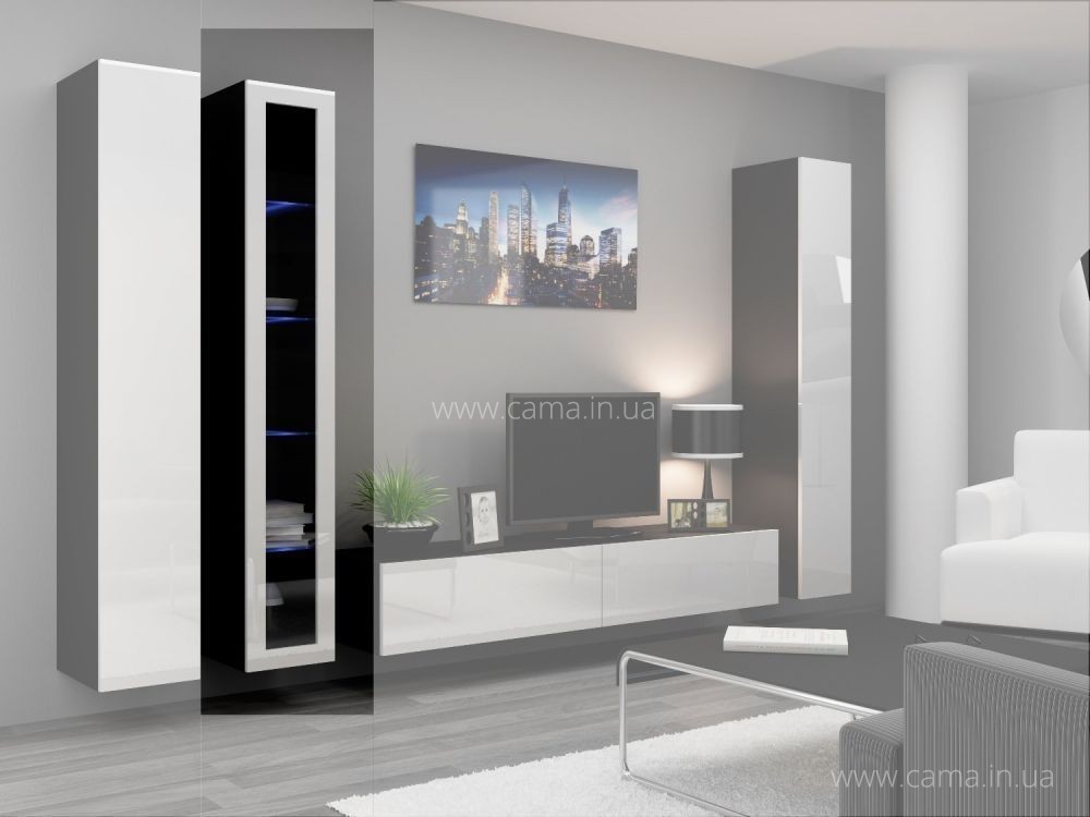 Витрина навесная Vigo 180 черный/белый глянец Витрина навесная Vigo 180 черный/белый глянец