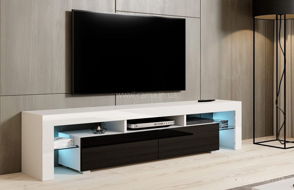 Тумба ТВ Toro 200см Белый/черный глянец Тумба ТВ Toro 200см Белый/черный глянец