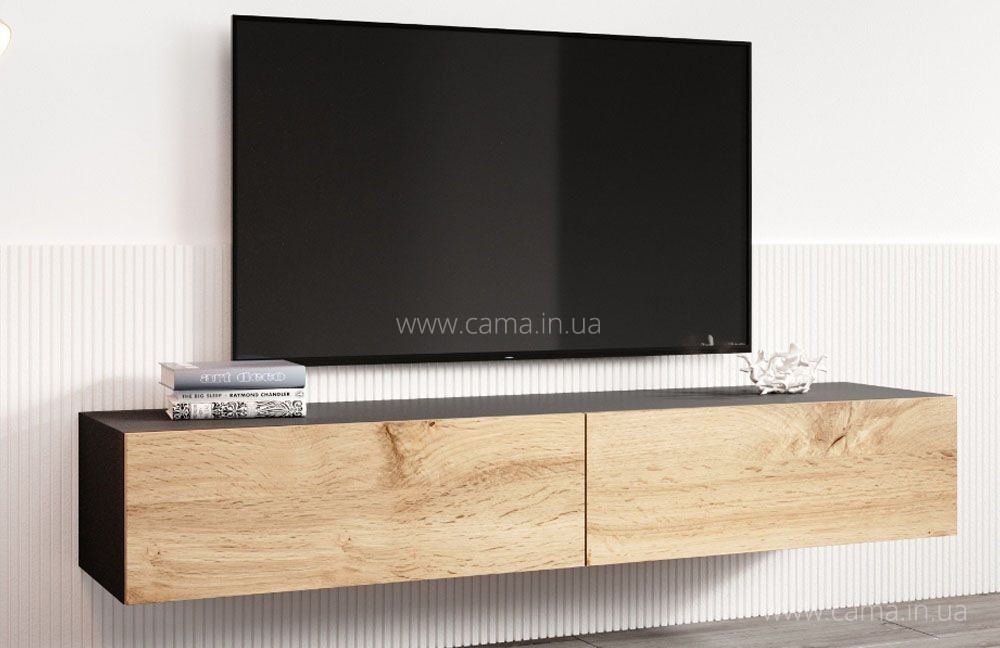 Тумба ТВ Vigo черный/дуб вотан 180 Тумба ТВ Vigo черный/дуб вотан 180