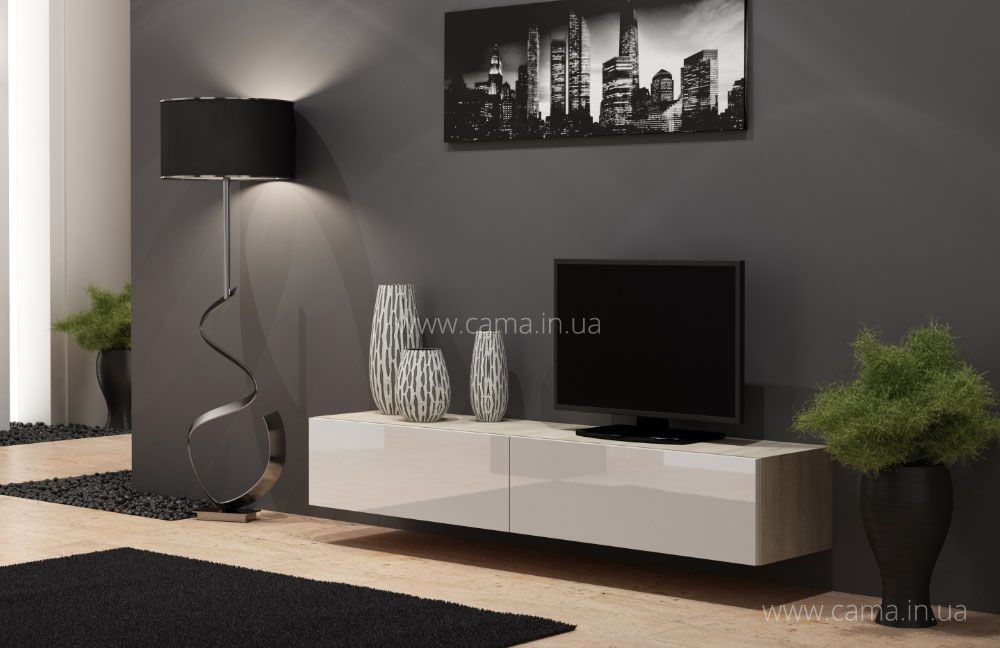 Тумба ТВ Vigo дуб сонома/белый глянец 180 Тумба ТВ Vigo дуб сонома/белый глянец 180