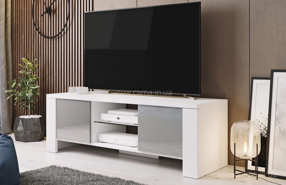 Тумба ТВ West 130см - Белый/серый глянец Тумба ТВ West 130см - Белый/серый глянец