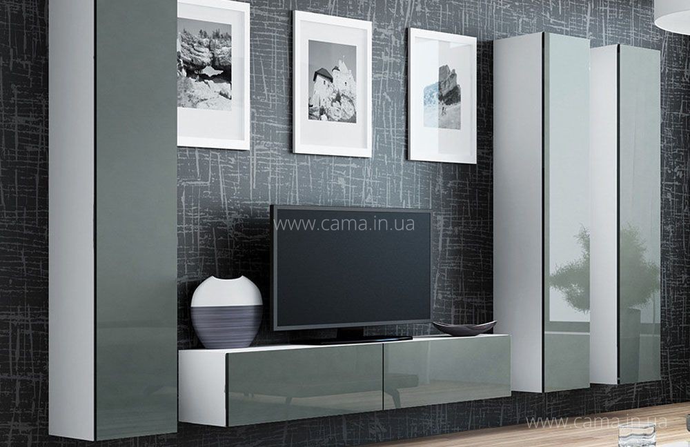 Тумба ТВ Vigo белый/серый глянец 180 Тумба ТВ Vigo белый/серый глянец 180