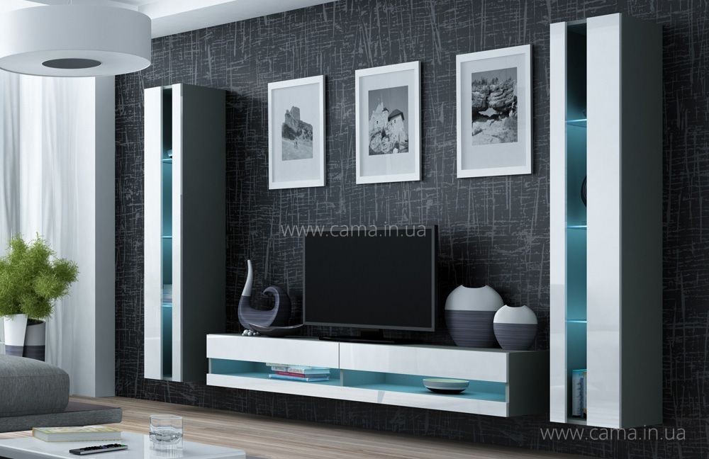 Гостиная Vigo New 3 серый/белый глянец Гостиная Vigo New 3 серый/белый глянец