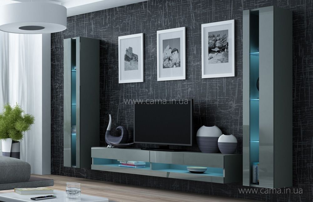 Гостиная Vigo New 3 серый/серый глянец Гостиная Vigo New 3 серый/серый глянец