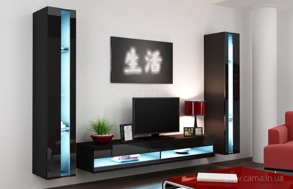 Гостиная Vigo New 3 черный/черный глянец Гостиная Vigo New 3 черный/черный глянец