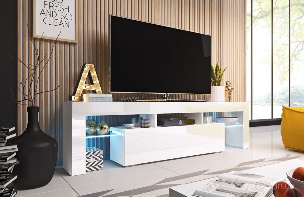 Тумба ТВ Toro 158см - белый/белый глянец Тумба ТВ Toro 158см - белый/белый глянец