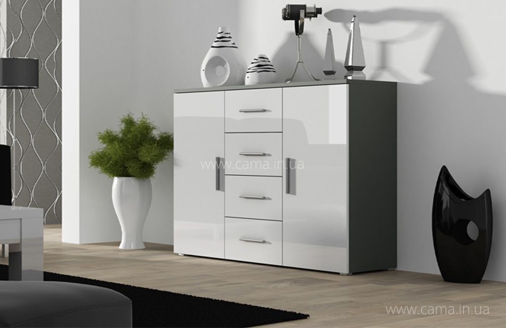 Комод Soho (Uni) серый/белый глянец Комод Soho (Uni) серый/белый глянец