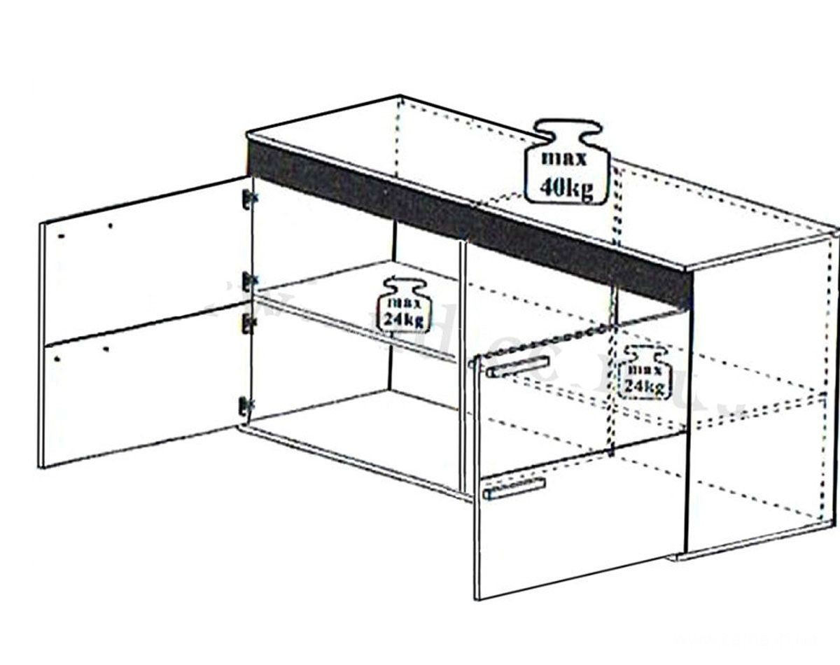 Комод Logo 2 белый/черный глянец Комод Logo 2 белый/черный глянец