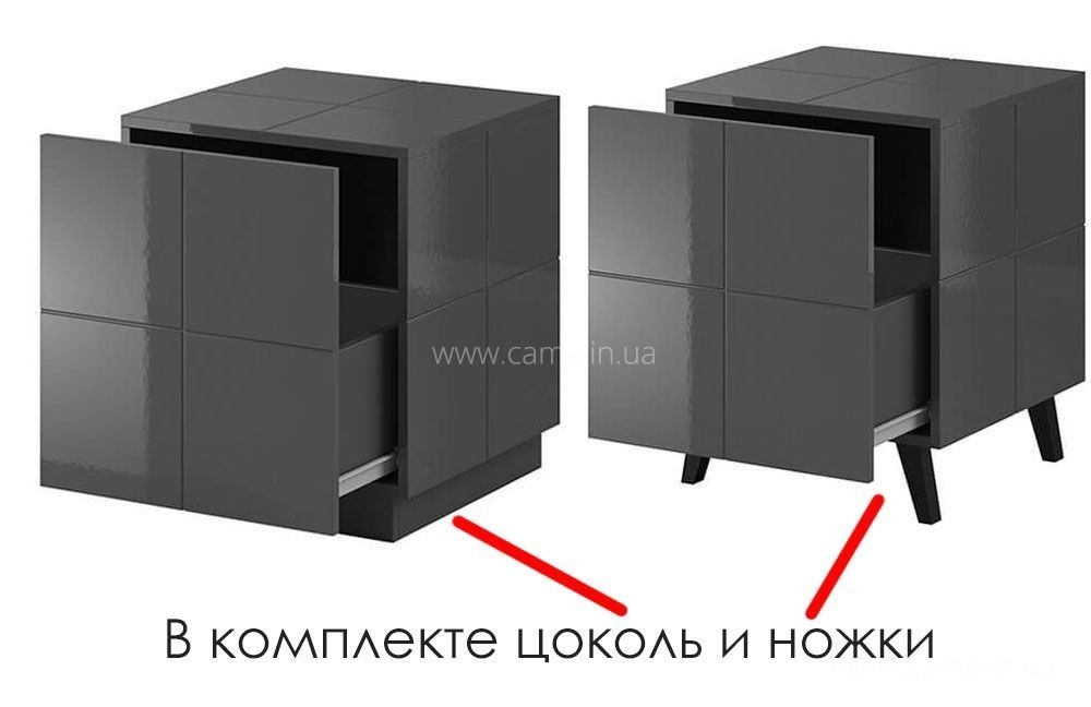 Прикроватные тумбы Reja (2шт) графит глянец Прикроватные тумбы Reja (2шт) графит глянец