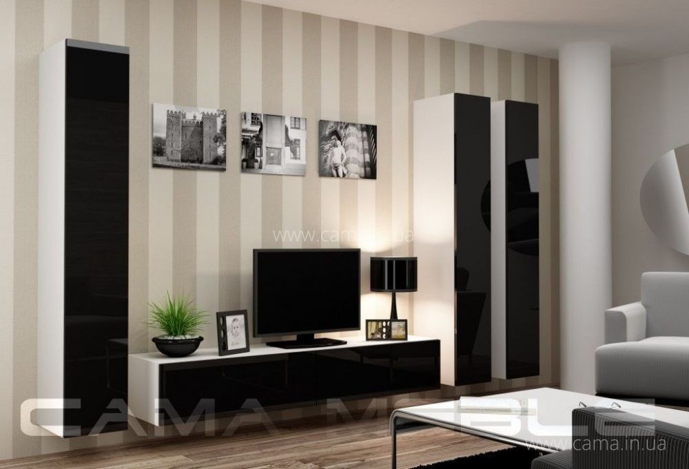 Гостиная Vigo 1 белый/черный глянец Гостиная Vigo 1 белый/черный глянец