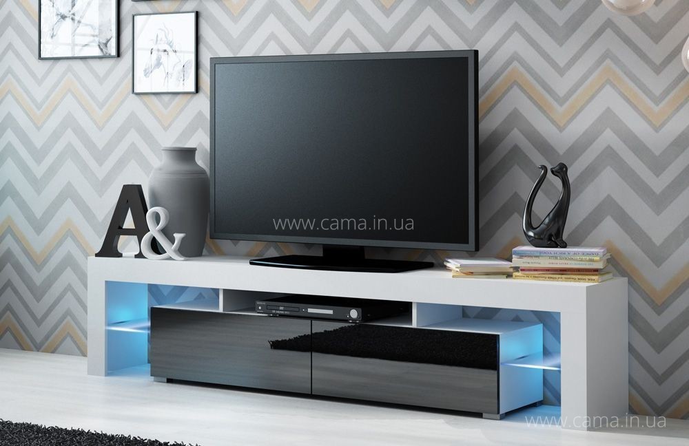 Тумба ТВ Solo - белый/черный глянец Тумба ТВ Solo - белый/черный глянец