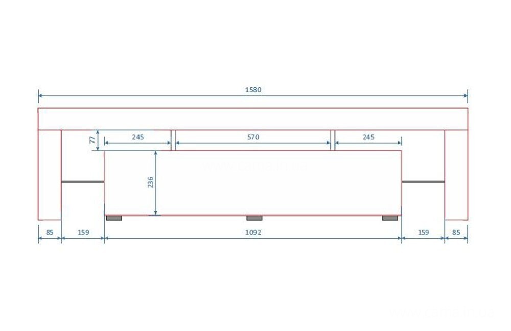Тумба ТВ Toro 158см - белый/белый глянец Тумба ТВ Toro 158см - белый/белый глянец