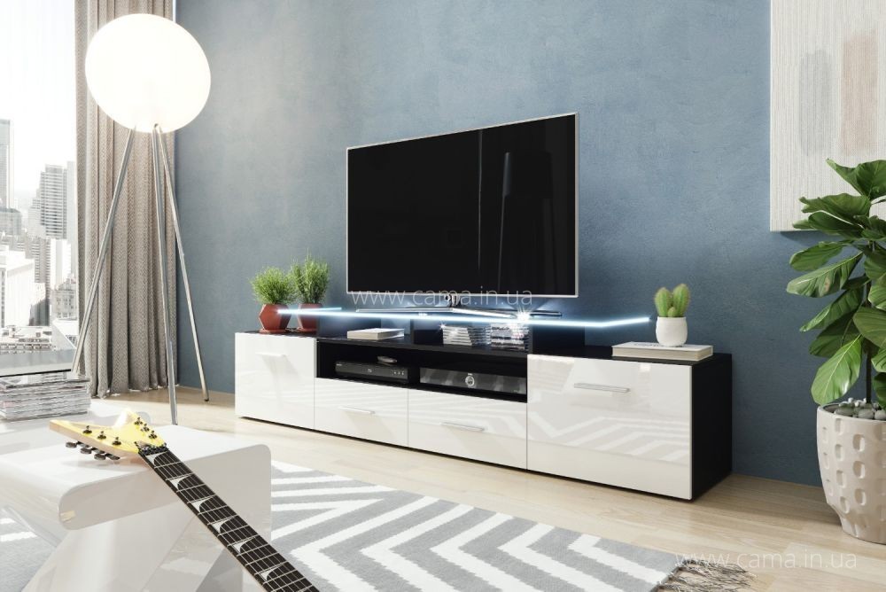 Комод Evora черный/белый глянец Комод Evora черный/белый глянец