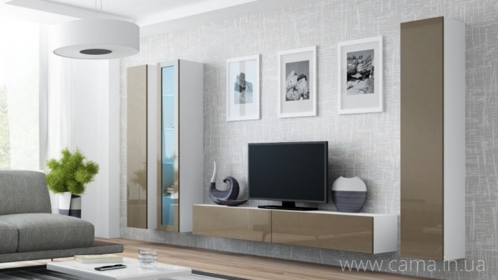 Гостиная Vigo 2 белый/лате глянец