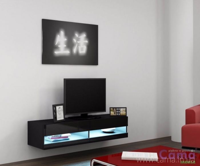 Комод открытый RTV Vigo 140 черный/черный глянец