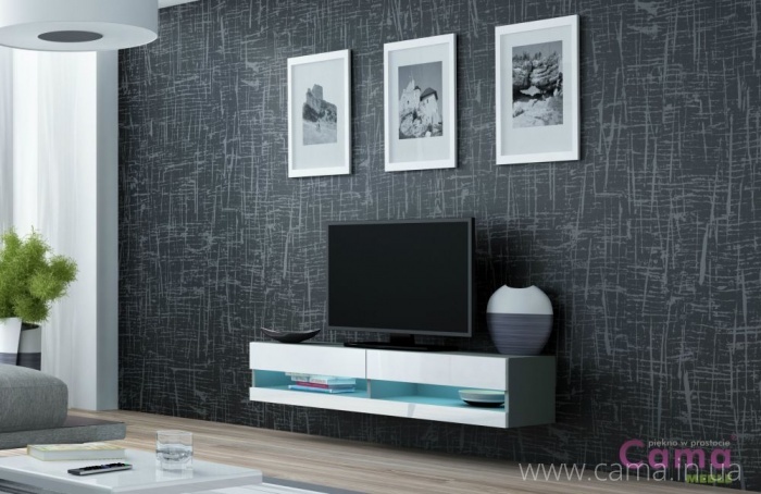 Комод открытый RTV Vigo 140 серый/белый глянец