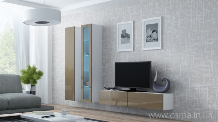 Гостиная Vigo 10 белый/лате глянец