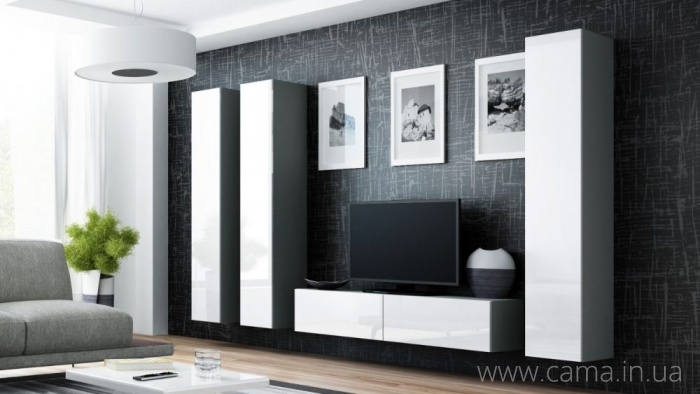 Гостиная Vigo 14 серый/белый глянец Гостиная Vigo 14 серый/белый глянец