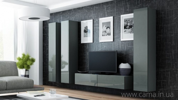 Гостиная Vigo 14 серый/серый глянец Гостиная Vigo 14 серый/серый глянец