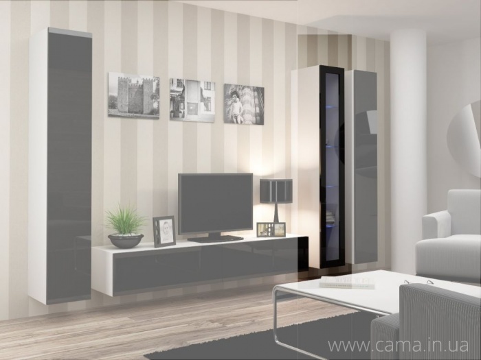 Витрина навесная Vigo 180 белый/черный глянец