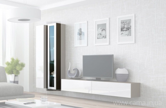 Витрина навесная Vigo 180 латте/белый глянец