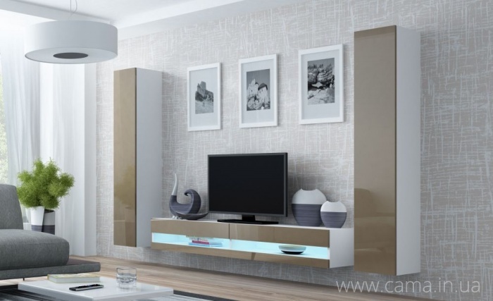 Гостиная Vigo New 4  белый/латте глянец