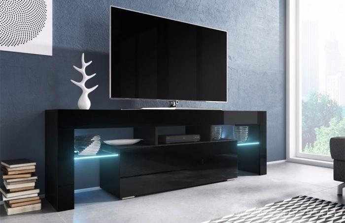 Тумба ТВ Toro 138см черный/черный глянец