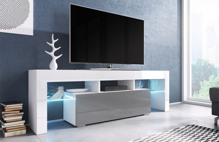 Тумба ТВ Toro 138см белый/серый глянец