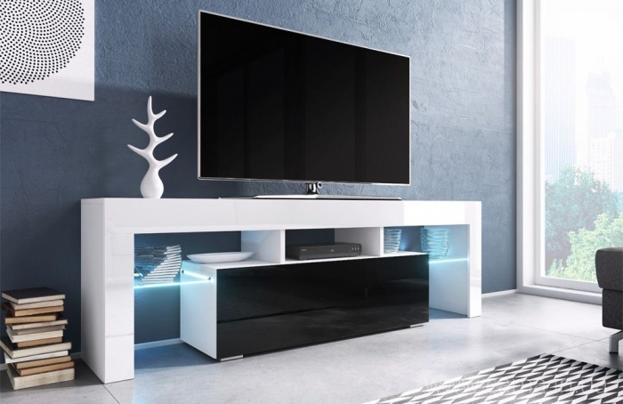 Тумба ТВ Toro 138см белый/черный глянец