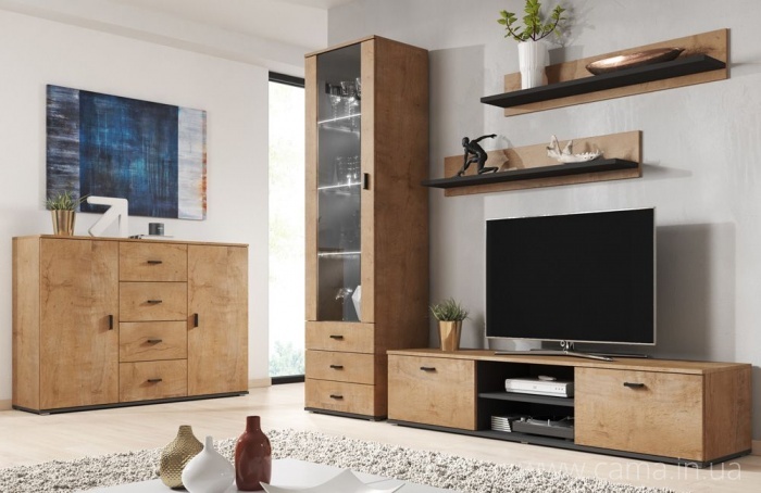 Гостиная Soho 2 дуб Лефкас/черный Гостиная Soho 2 дуб Лефкас/черный