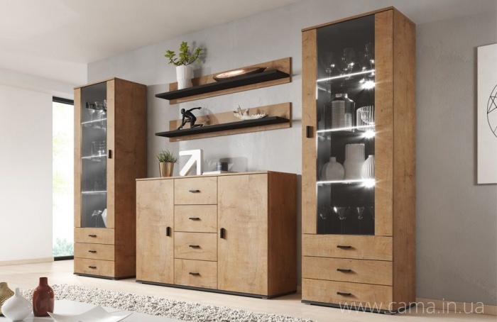 Гостиная Soho 3 дуб Лефкас/черный Гостиная Soho 3 дуб Лефкас/черный