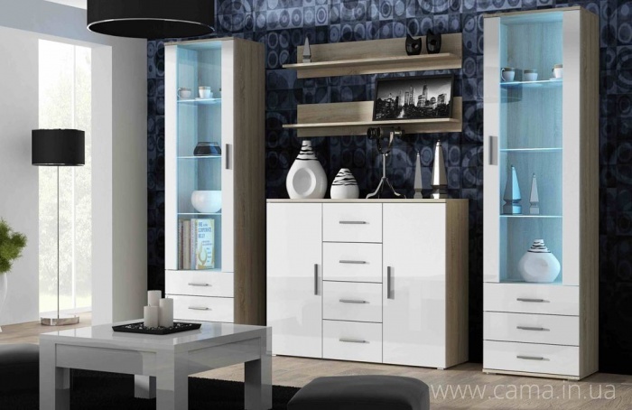 Гостиная Soho 3 дуб сонома/белый глянец Гостиная Soho 3 дуб сонома/белый глянец