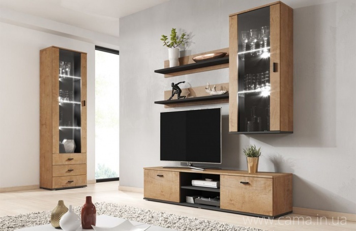 Гостиная Soho 6 дуб Лефкас/черный Гостиная Soho 6 дуб Лефкас/черный