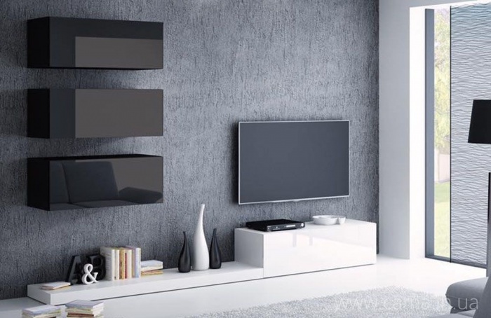 Гостиная Pixel 1 белый/черный глянец