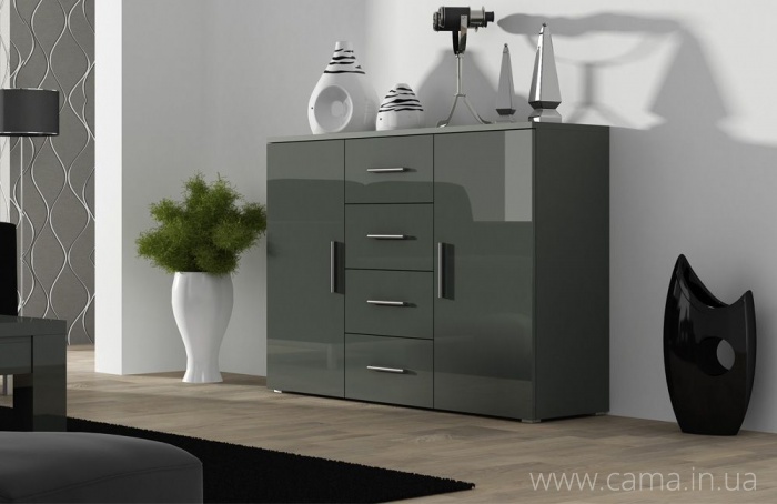 Комод Soho (Uni) серый/серый глянец