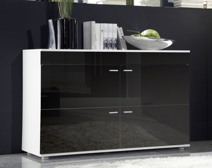 Комод Logo 2 белый/черный глянец