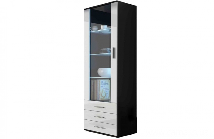 Витрина высокая Soho черный/белый глянец