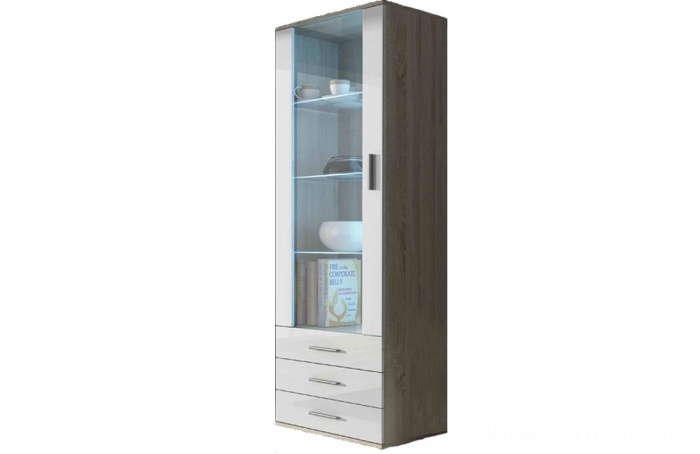 Витрина высокая Soho дуб сонома/белый глянец