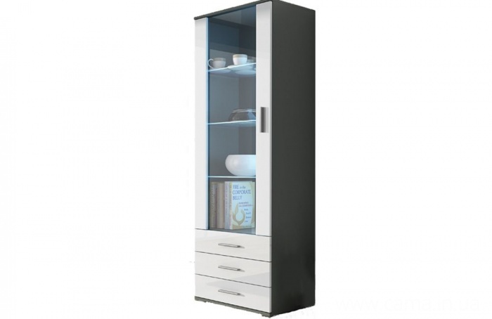 Витрина высокая Soho серый/белый глянец