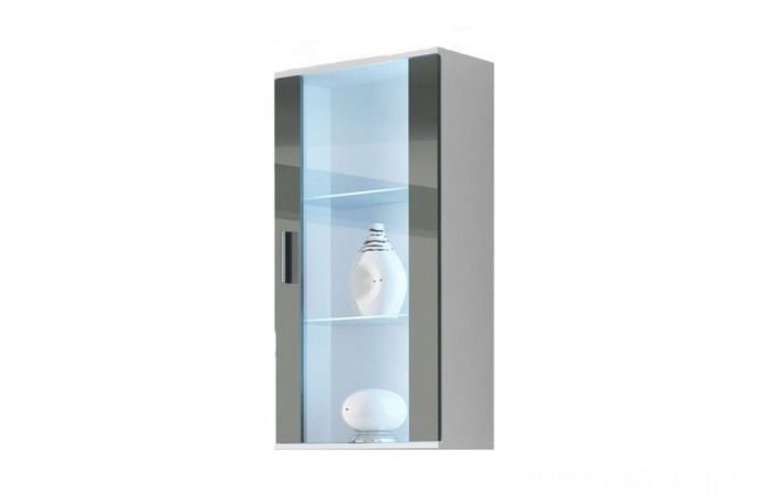 Витрина навесная Soho белый/серый глянец