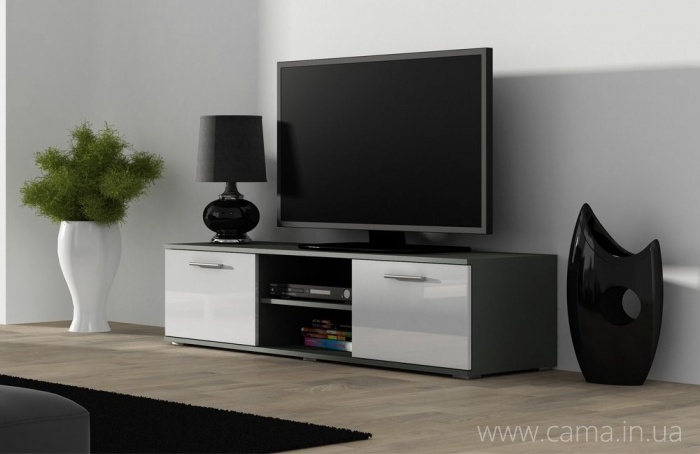 Тумба Тв Soho 140 серый/белый глянец