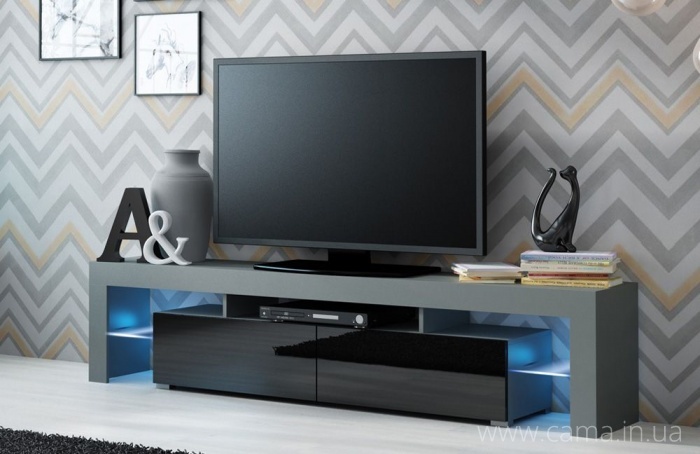 Тумба ТВ Solo - серый/черный глянец Тумба ТВ Solo - серый/черный глянец