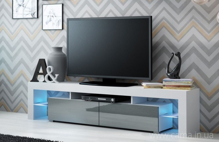 Тумба ТВ Solo - белый/серый глянец Тумба ТВ Solo - белый/серый глянец