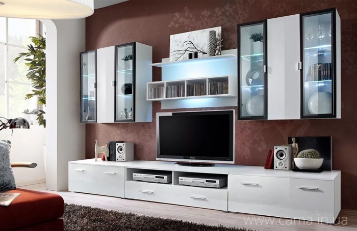 Гостиная QUADRO Белый глянец/Белый 